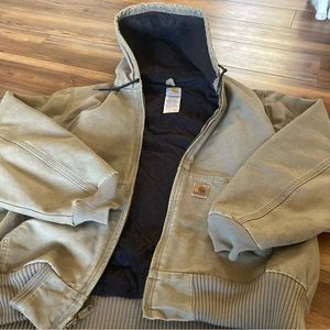Vintage Carhartt Rare Light Gray/Stone Y2K Quilted Flannel Lined Canvas Jacket